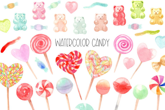 Download Watercolor Candy. Valentine's Day - Premium Resources