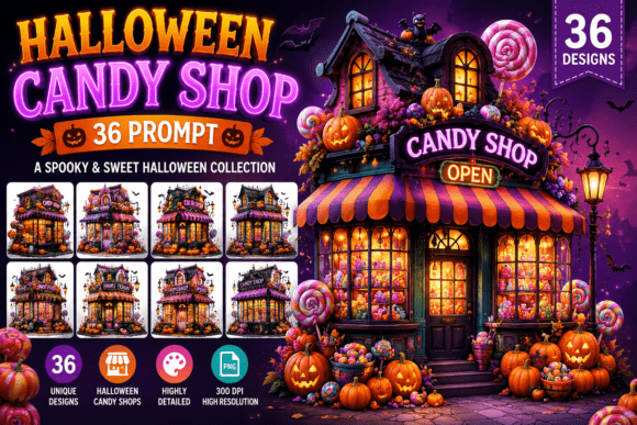 Download Watercolor Halloween Candy Shop Clipart - Premium Bundle