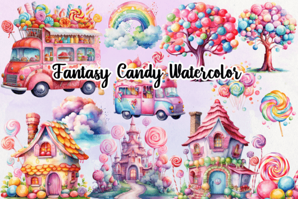 Download Watercolor Fantasy Candy Clipart - Candy Collection